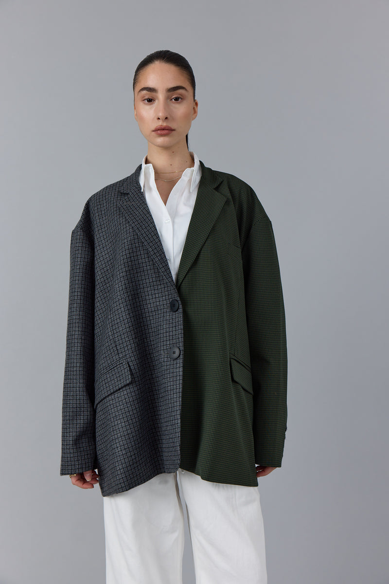 BENOIT CONTRASTED BLAZER - GREEN