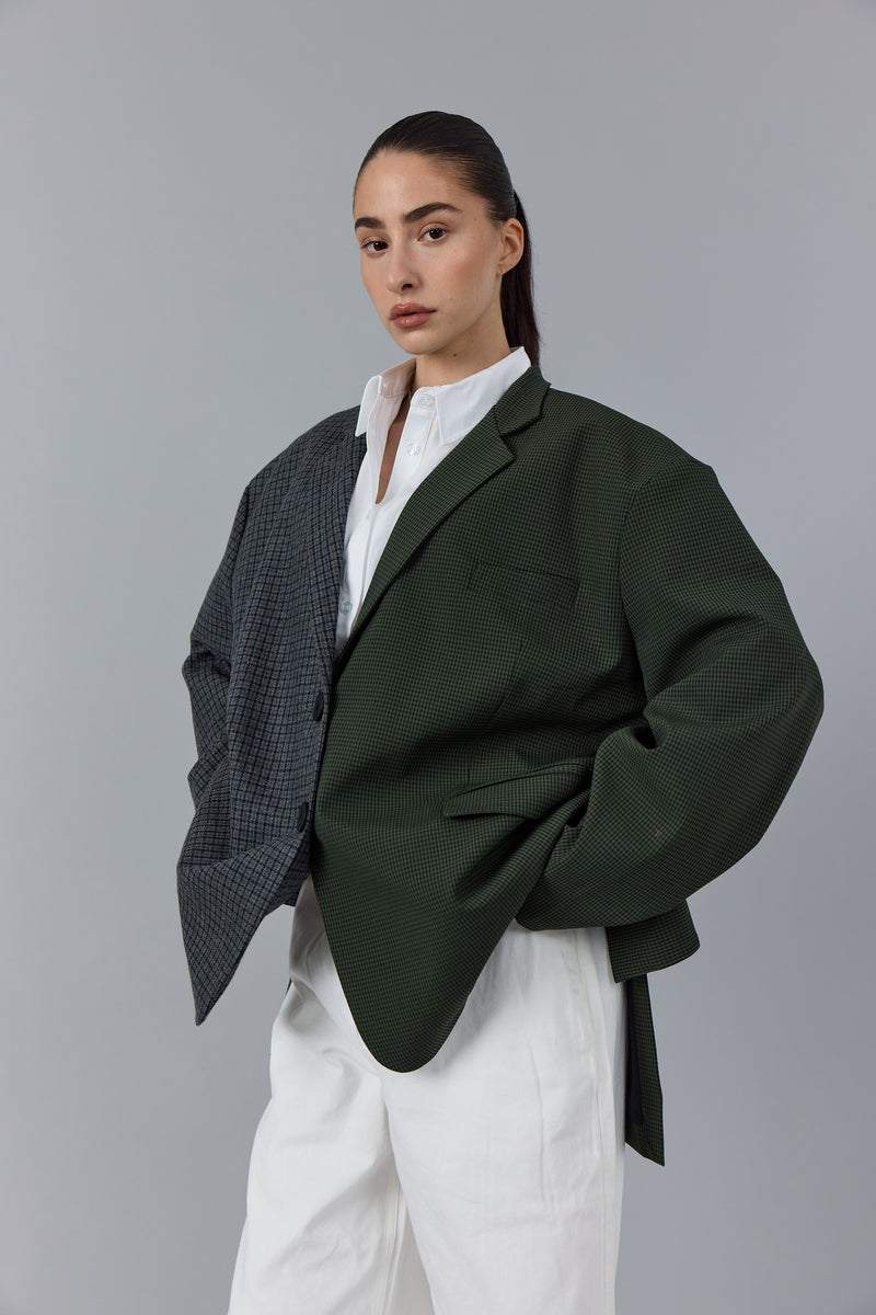 BENOIT CONTRASTED BLAZER - GREEN