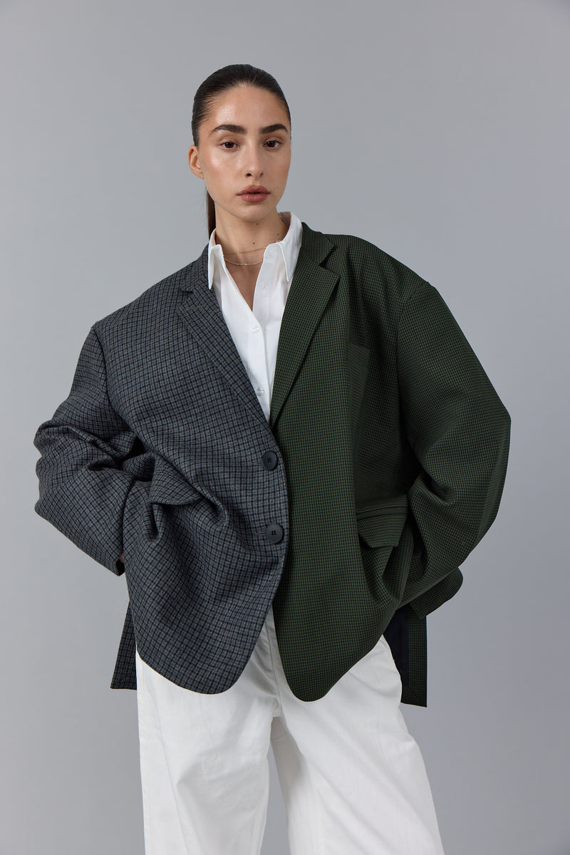 BENOIT CONTRASTED BLAZER - GREEN