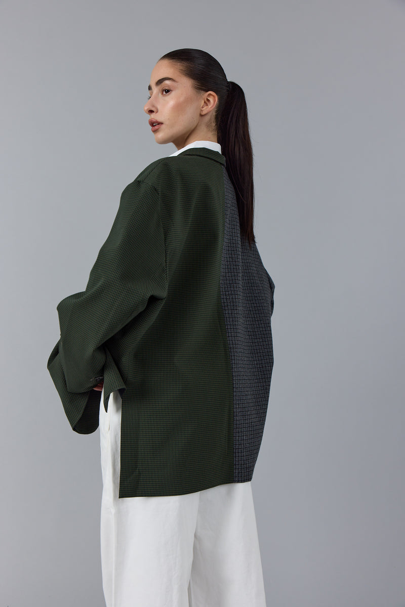 BENOIT CONTRASTED BLAZER - GREEN