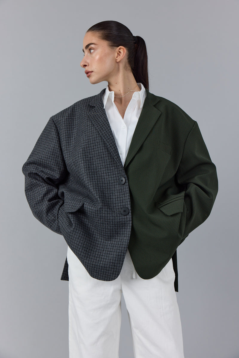 BENOIT CONTRASTED BLAZER - GREEN