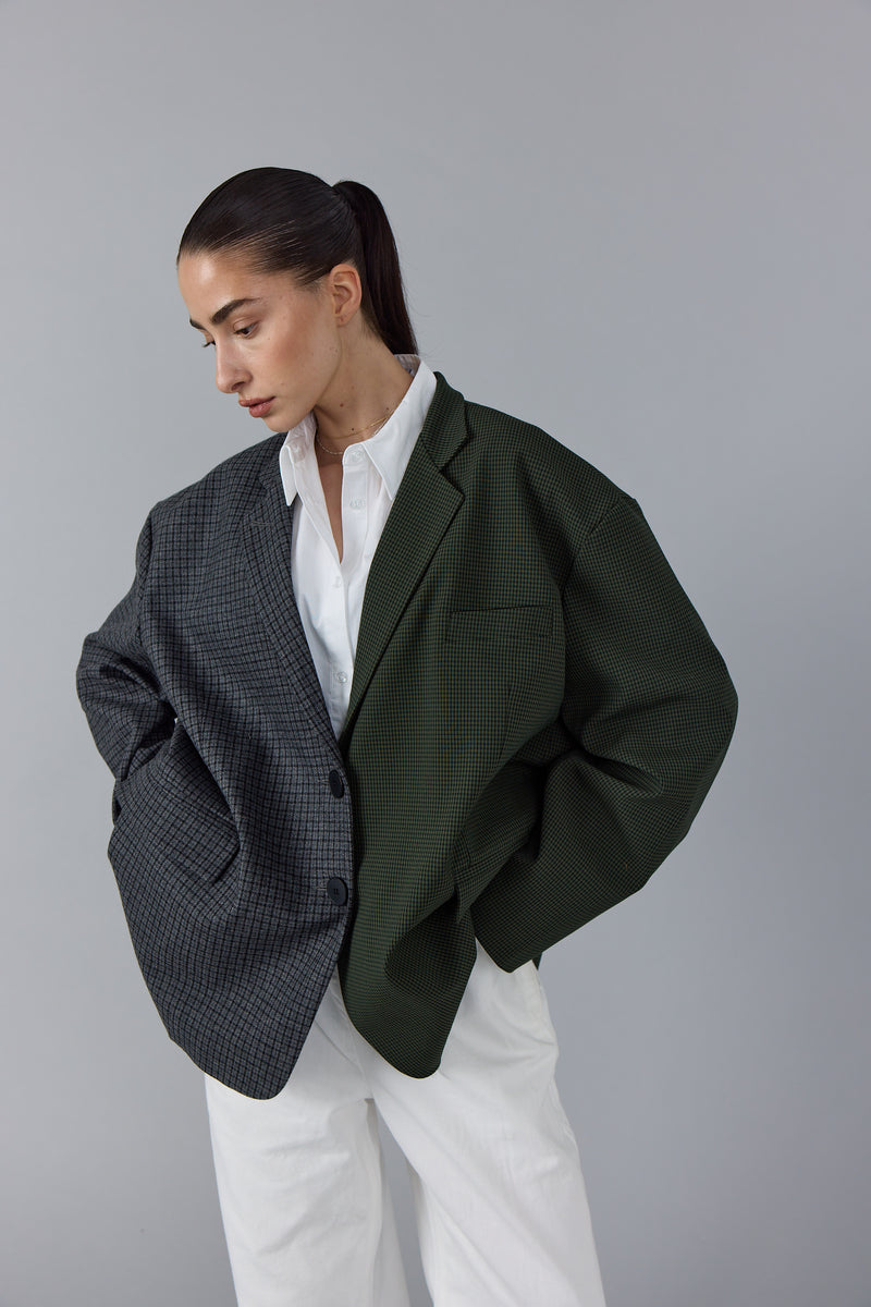 BENOIT CONTRASTED BLAZER - GREEN