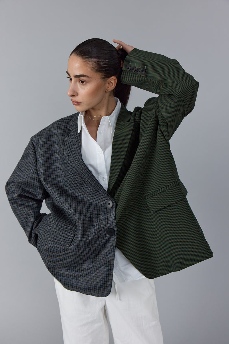 BENOIT CONTRASTED BLAZER - GREEN