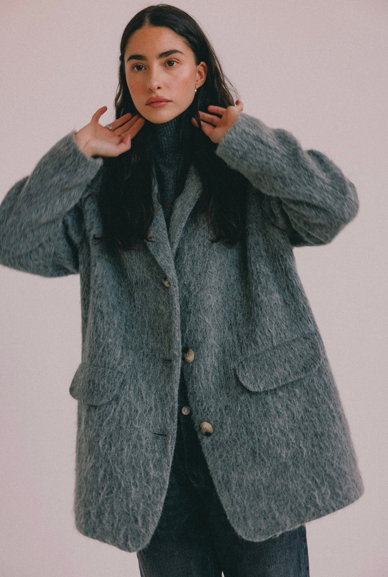 GUY OVERSIZED WOOL BLAZER - GREY