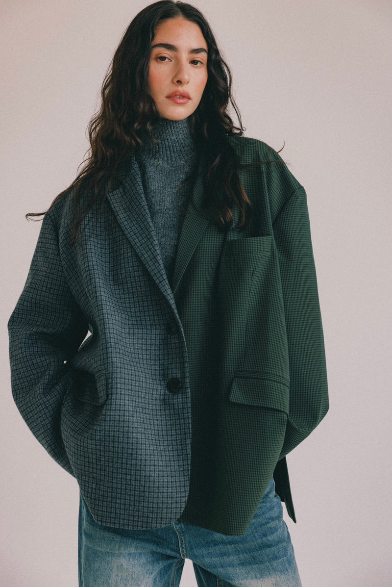 BENOIT CONTRASTED BLAZER - GREEN