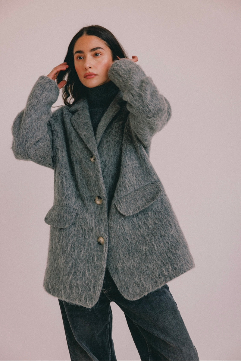 GUY OVERSIZED WOOL BLAZER - GREY