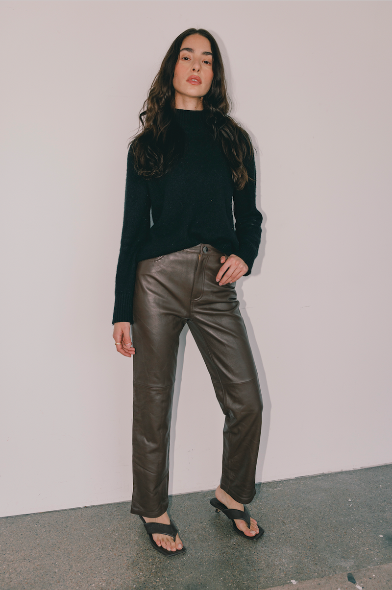 BESSON LEATHER PANTS - BROWN