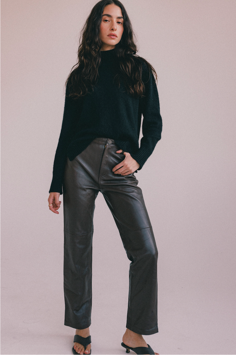 BESSON LEATHER PANTS - BROWN