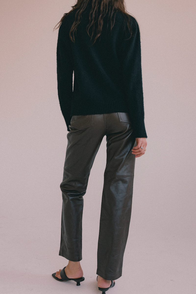 BESSON LEATHER PANTS - BROWN